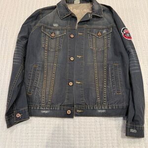 Logan Men's Gray Denim Jacket with Patch